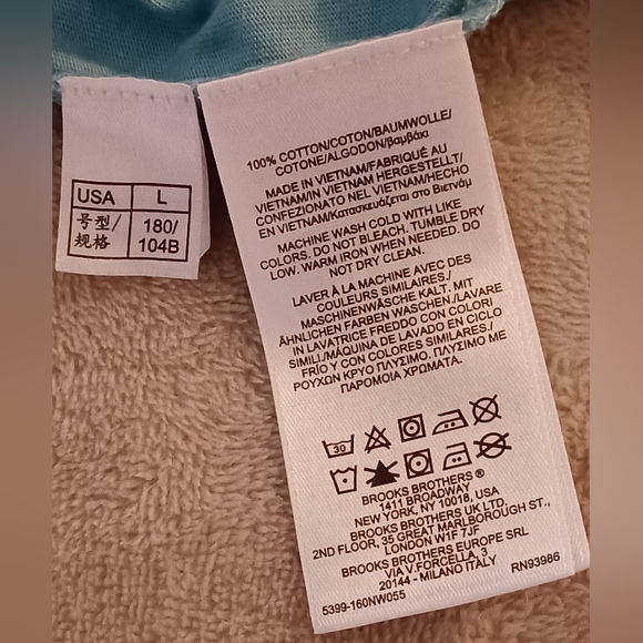 NWT Brooks Brothers Lg Blue White Aloha! Graphic Short Sleeve Cotton Tee T-Shirt - Picture 5 of 12